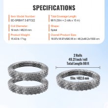 VEVOR Alambre de Espino 30 m 2 Rollos de Alambre de Espino Galvanizado en Caliente Malla de Alambre Protección Anti-Intrusión Cuchillas de Espino Afiladas con Guantes Protectores para Jardín, Balcón