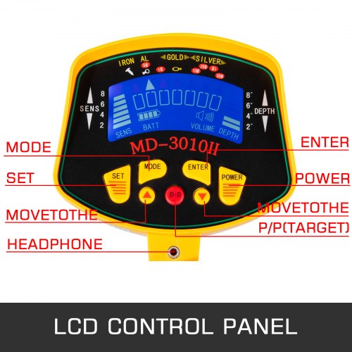 Detector De Metales Control Lcd Aurichulares Pala Profundo Bajo Agua Tesoro Caza