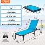 VEVOR Tumbona de Jardín para Exterior 1 Pieza Tumbona Plegable de Aluminio para Patio con 5 Posiciones Ajustables Tumbona Reclinable Totalmente Plana para Playa, Piscina, Exterior, Terraza, Azul