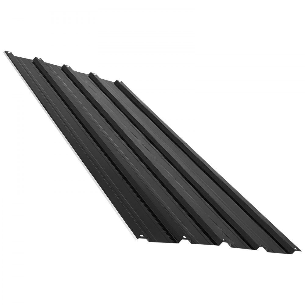 VEVOR Paneles de Techo 20 Piezas 1080 x 426 mm, Láminas Metálicas de Acero Galvanizado, Chapa Ondulada Resistente a la Intemperie con Guantes, Kit de Tornillos, para Cobertizo Garaje y Granero, Negro