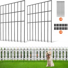 VEVOR Valla Metálica de Jardín 44x33 cm Valla de Metal Exterior 28 Vallas sin Excavación de Acero al Carbono 56 Clips Valla Decorativa para Jardín Espaciado de Picos 3,81 cm para Animales Patio, Negro