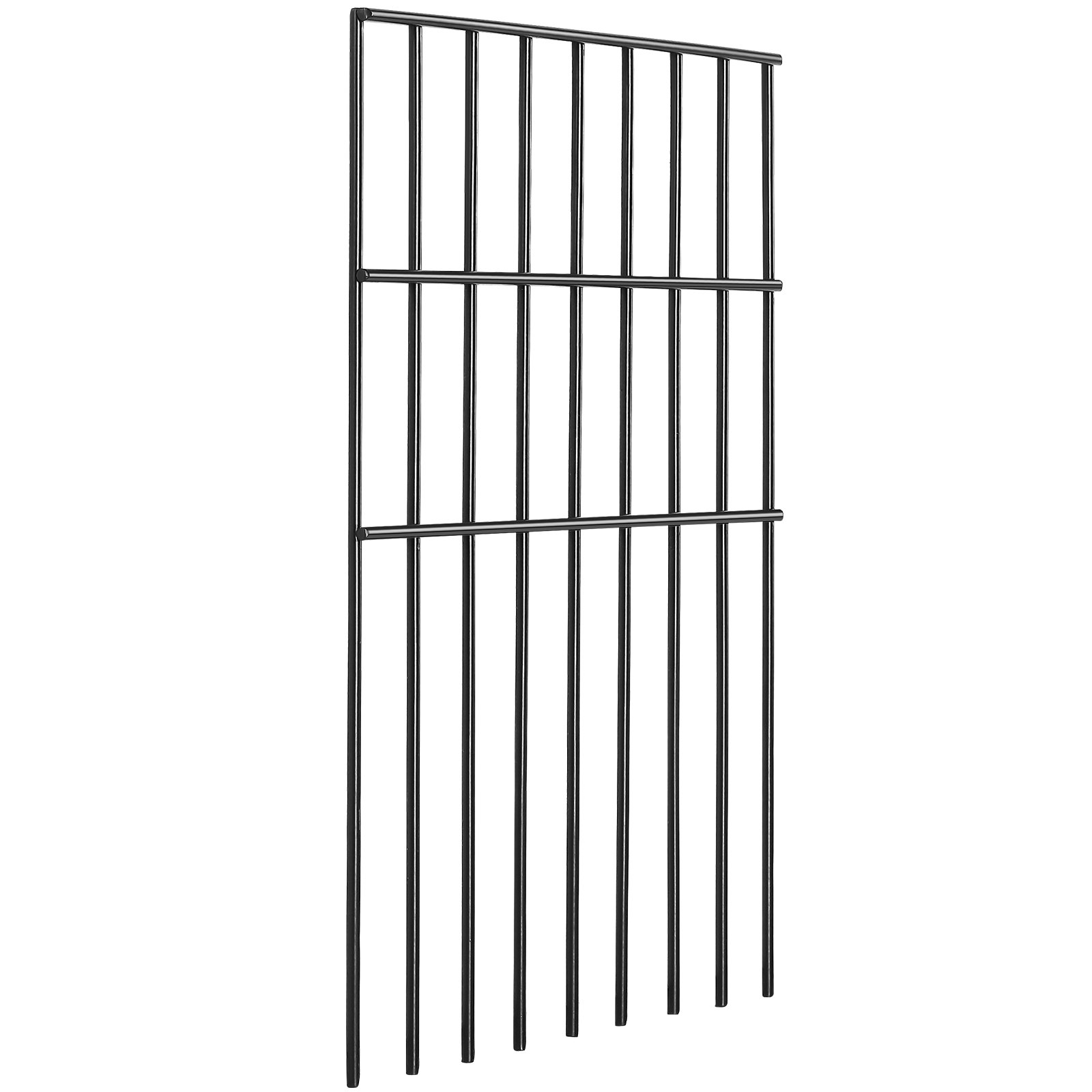 VEVOR Valla Metálica de Jardín 44x33 cm Valla de Metal Exterior 19 Vallas sin Excavación de Acero al Carbono 38 Clips Valla Decorativa para Jardín Espaciado de Picos 3,81 cm para Animales Patio, Negro