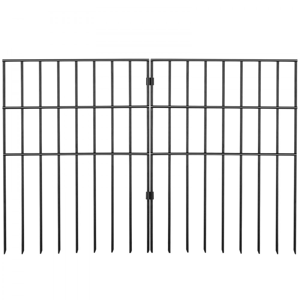 VEVOR Valla Metálica de Jardín 44x33 cm Valla de Metal Exterior 10 Vallas sin Excavación de Acero al Carbono 20 Clips Valla Decorativa para Jardín Espaciado de Picos 3,81 cm para Animales Patio, Negro