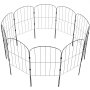 VEVOR Valla Metálica de Jardín 61x33 cm Valla de Metal Exterior 10 Vallas sin Excavación de Acero al Carbono 56 Clips Valla Decorativa para Jardín Espaciado de Picos 5,08 cm para Animales Patio, Negro