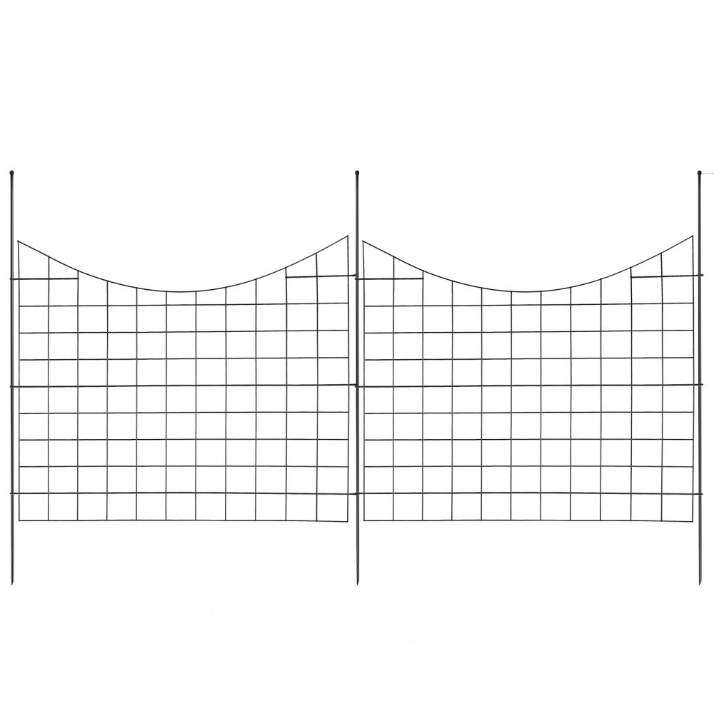 VEVOR Valla Metálica de Jardín 93x75 cm Valla de Metal Exterior 5 Vallas sin Excavación de Acero al Carbono Valla Decorativa para Jardín Distancia entre Púas de 6,38 cm para Animales Patio, Negro