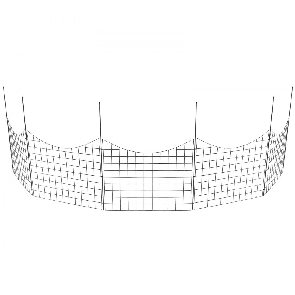 VEVOR Valla Metálica de Jardín 93x75 cm Valla de Metal Exterior 5 Vallas sin Excavación de Acero al Carbono Valla Decorativa para Jardín Distancia entre Púas de 6,38 cm para Animales Patio, Negro
