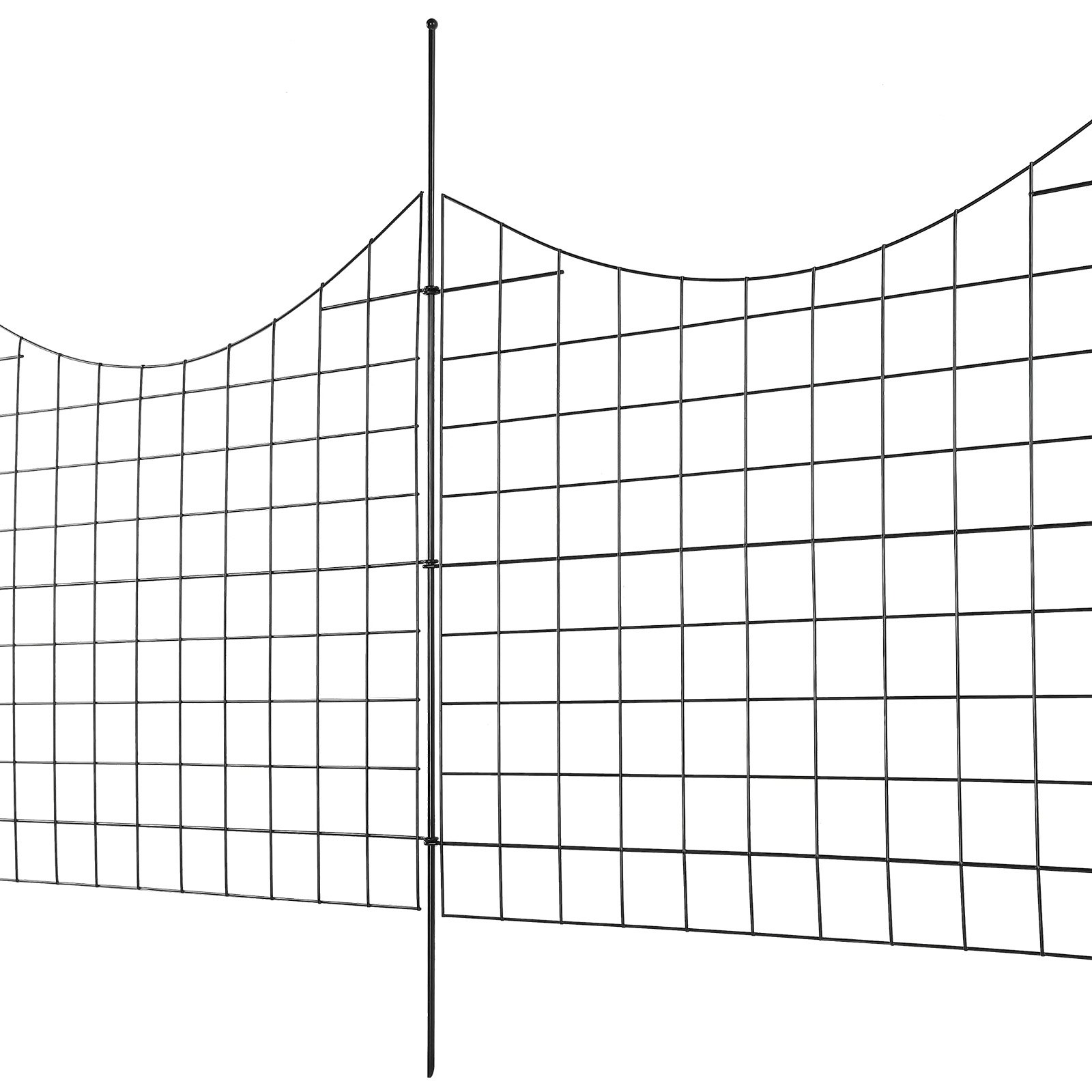 VEVOR Valla Metálica de Jardín 93x75 cm Valla de Metal Exterior 5 Vallas sin Excavación de Acero al Carbono Valla Decorativa para Jardín Distancia entre Púas de 6,38 cm para Animales Patio, Negro
