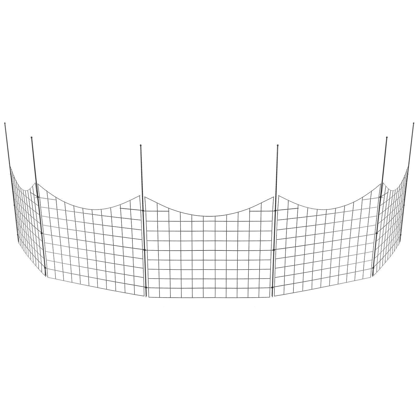 VEVOR Valla Metálica de Jardín 93x75 cm Valla de Metal Exterior 5 Vallas sin Excavación de Acero al Carbono Valla Decorativa para Jardín Distancia entre Púas de 6,38 cm para Animales Patio, Negro