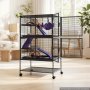 VEVOR Jaula para Animales Pequeños 4 Niveles Jaula con Ruedas Alto 130 cm, Parque de Metal para Hurones Conejos Gatitos Chinchillas Roedores, con Hamaca Rampas Plataformas Puertas y Bandeja Extraíble