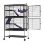 VEVOR Jaula para Animales Pequeños 4 Niveles Jaula con Ruedas Alto 130 cm, Parque de Metal para Hurones Conejos Gatitos Chinchillas Roedores, con Hamaca Rampas Plataformas Puertas y Bandeja Extraíble