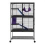 VEVOR Jaula para Animales Pequeños 4 Niveles Jaula con Ruedas Alto 130 cm, Parque de Metal para Hurones Conejos Gatitos Chinchillas Roedores, con Hamaca Rampas Plataformas Puertas y Bandeja Extraíble