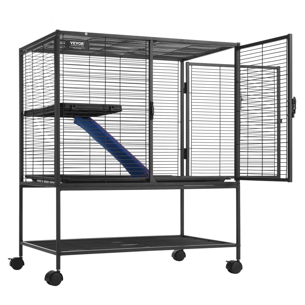 VEVOR Jaula para Hurones de Metal con Ruedas 920 mm Jaula para Animales Pequeños de 2 Niveles con Rampa y Bandeja para Ratas, Hámster, Conejillo de Indias, Chinchilla, Ardilla, Erizo, Conejo