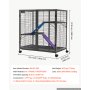 VEVOR Jaula para Animales Pequeños 3 Niveles Jaula para Roedores con Ruedas, Parque para Conejos Ratoncillos Hurones Chinchillas, con Rampas Plataformas Bandeja Extraíble Puertas, Estructura de Metal