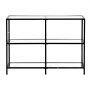 VEVOR Mesa Consola de Vidrio 3 Niveles 100 x 30 x 72,9 cm Mesa Auxiliar Rectangular para Sofá con Tablero de Vidrio Templado, Patas de Hierro para Sala de estar, Pasillo, Entrada, Recibidor, Negro