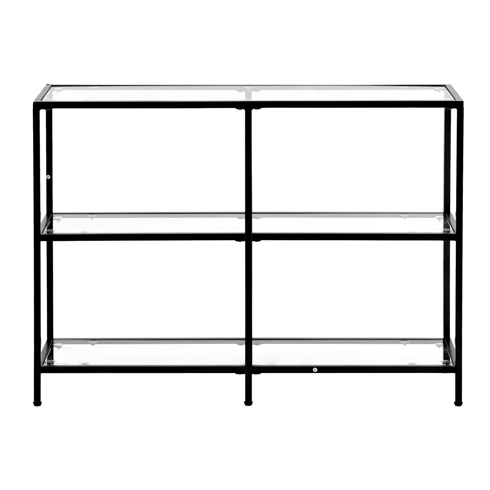 VEVOR Mesa Consola de Vidrio 3 Niveles 100 x 30 x 72,9 cm Mesa Auxiliar Rectangular para Sofá con Tablero de Vidrio Templado, Patas de Hierro para Sala de estar, Pasillo, Entrada, Recibidor, Negro