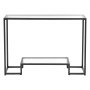 VEVOR Mesa Consola de Vidrio 2 Niveles 107 x 35,4 x 75,5 cm Mesa Auxiliar Rectangular para Sofá con Tablero de Vidrio Templado, Patas de Hierro para Sala de estar, Pasillo, Entrada, Recibidor, Negro