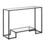 VEVOR Mesa Consola de Vidrio 2 Niveles 107 x 35,4 x 75,5 cm Mesa Auxiliar Rectangular para Sofá con Tablero de Vidrio Templado, Patas de Hierro para Sala de estar, Pasillo, Entrada, Recibidor, Negro