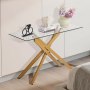 VEVOR Mesa de Centro de Vidrio 114,3 x 45,7 x 76,2 cm Mesa Auxiliar Rectangular para Sofá con Tablero de Cristal Templado Patas Cruzadas de Hierro para Sala de estar, Entrada, Recibidor, Dorado