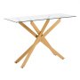 VEVOR Mesa de Centro de Vidrio 114,3 x 45,7 x 76,2 cm Mesa Auxiliar Rectangular para Sofá con Tablero de Cristal Templado Patas Cruzadas de Hierro para Sala de estar, Entrada, Recibidor, Dorado