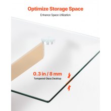 VEVOR Mesa de Centro de Vidrio Mesa Auxiliar 114,3x45,7x76,2 cm Patas Cruzadas