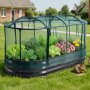 VEVOR Galvanized Raised Garden Bed, 1800 x 900 x 300 mm, with Self Watering System and Mesh Cover, Oval Metal Planter Box Outdoor, Rustproof Alu-Zinc, for Planting Flowers Fruits Vegetables, Dark Gray