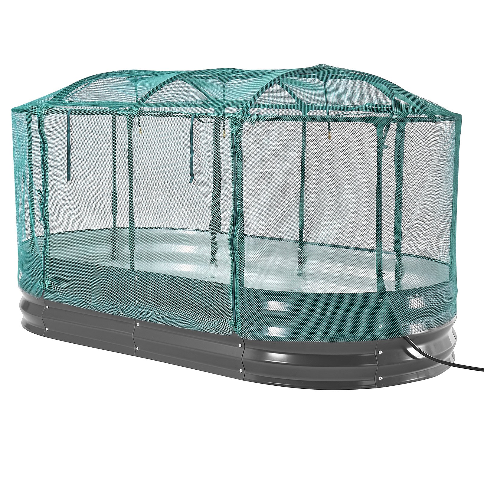 VEVOR Cama Elevada de Jardín 180 x 90 x 30 cm Ovalada con Riego Automático, Arriate de Jardín de Metal con Base Abierta, para Cultivo de Flores Plantas Verduras con Accesorios para Patio Balcón