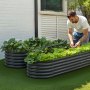 VEVOR Cama Elevada de Jardín 200 x 60 x 42 cm Ovalada, Jardinería Elevada de Metal con Base Abierta para Cultivo de Flores Plantas Hierbas Huerto con Accesorios para Jardín Terraza Patio Balcón