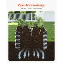 VEVOR Cama de Jardín Ovalada 199 x 59,5 x 42 cm con Fondo Abierto, Gris Oscuro