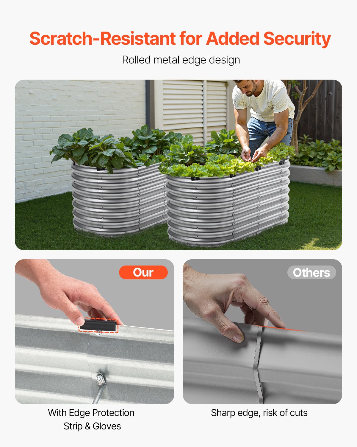 VEVOR Metal Raised Garden Bed, 1200x575x560mm Large Galvanized Planter for Outdoor Use, Flower Bed with Open Bottom, Planting Bed for Growing Vegetables, Flowers, Herbs and Succulents, Silver