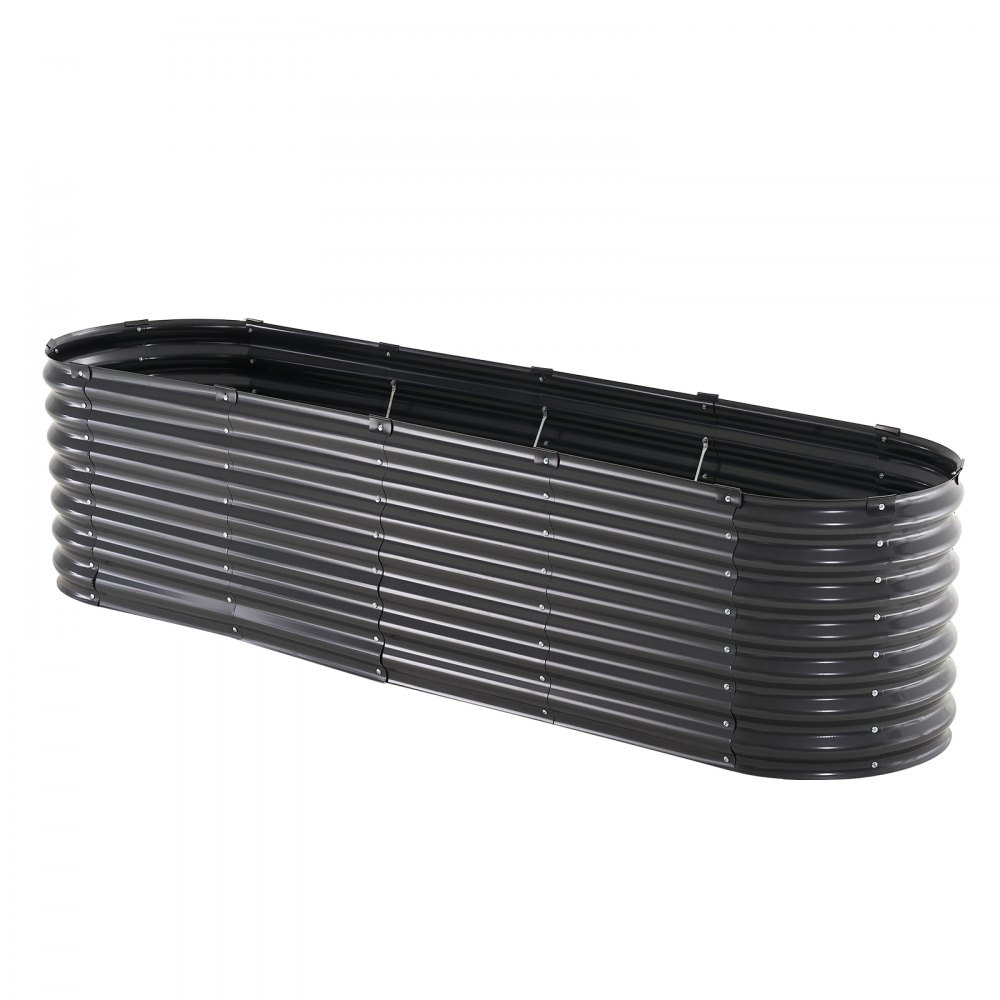 VEVOR Cama de Jardín Elevada de Metal de 240 x 60 x 56 cm con Fondo Abierto para Exterior, Jardinera Ovalada Galvanizada para Jardinería de Verduras, Flores, Hierbas y Plantas Suculentas, Gris Oscuro
