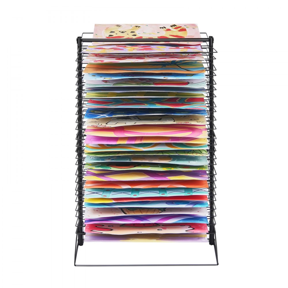 VEVOR Tendedero de Pintura 50 Estantes Extraíbles 490 x 190 mm, Rejilla para Secar Pintura de Acero al Carbono con Base Estable para Obras de Arte en Aulas, Estudios de Arte y Escuelas, Negro
