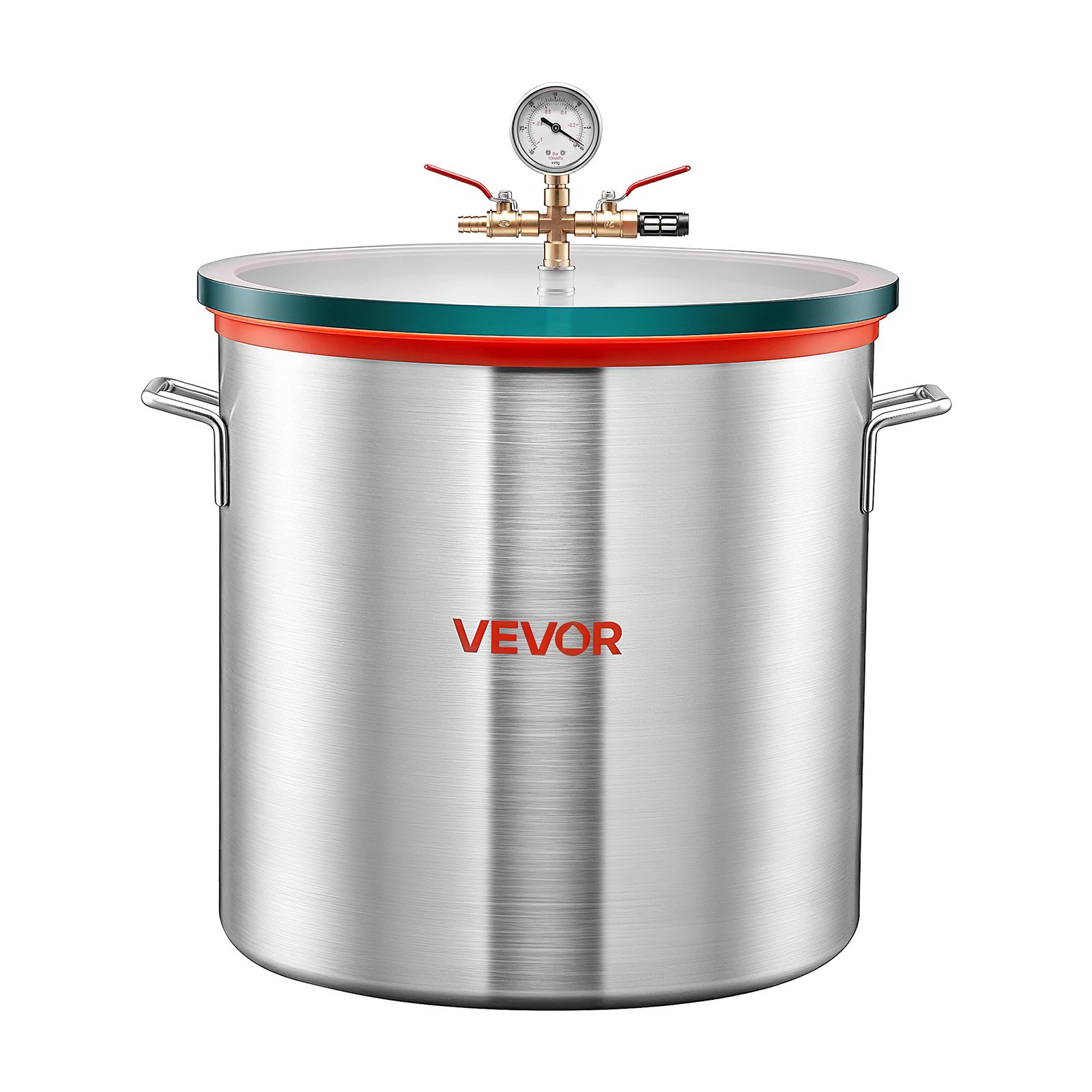 VEVOR Cámara de Vacío de 56,8 L, Cámara de Desgasificación al Vacío de Aleación de Aluminio con Tapa de Vidrio Templado, Manguera, Filtro de Aire, para Fundición de Resina, Estabilización de Madera