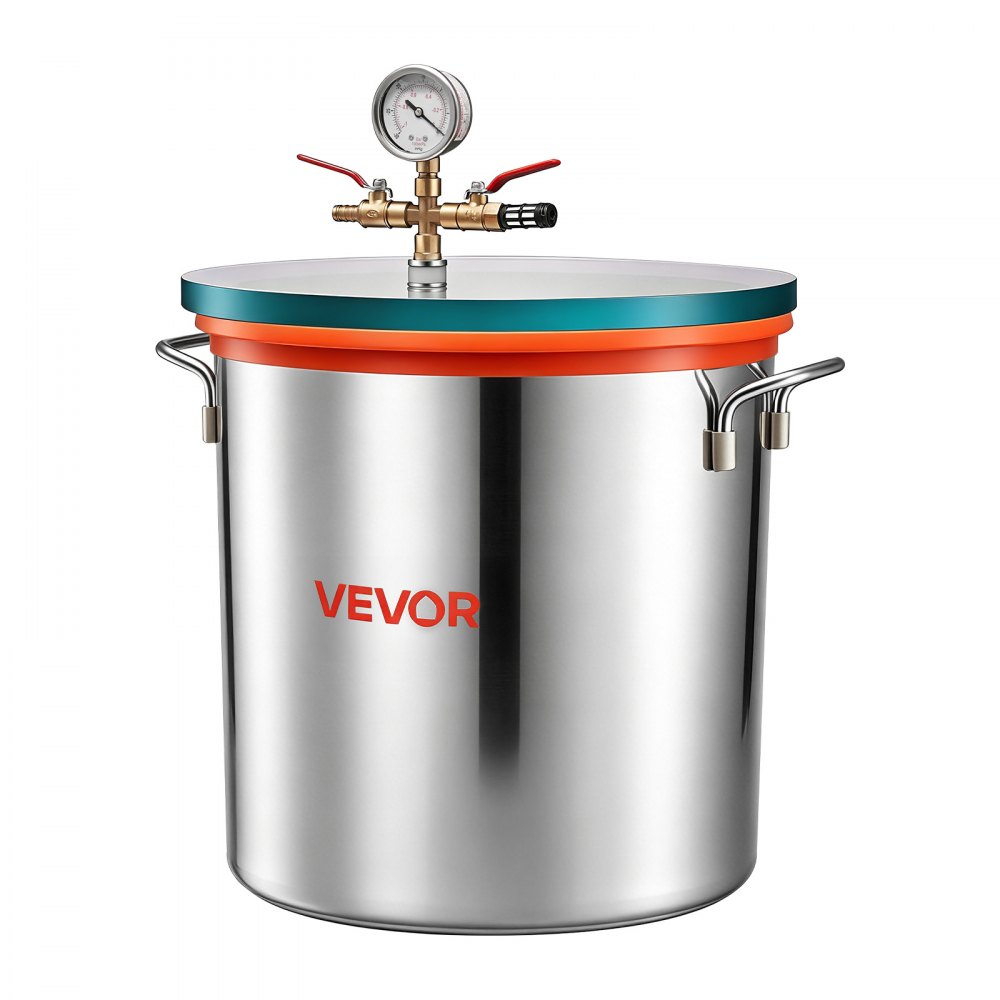 VEVOR Cámara de Vacío de 34,1 L, Cámara de Desgasificación al Vacío de Acero Inoxidable con Tapa de Vidrio Templado, Manguera, Filtro de Aire, para Fundición de Resina, Estabilización de Madera