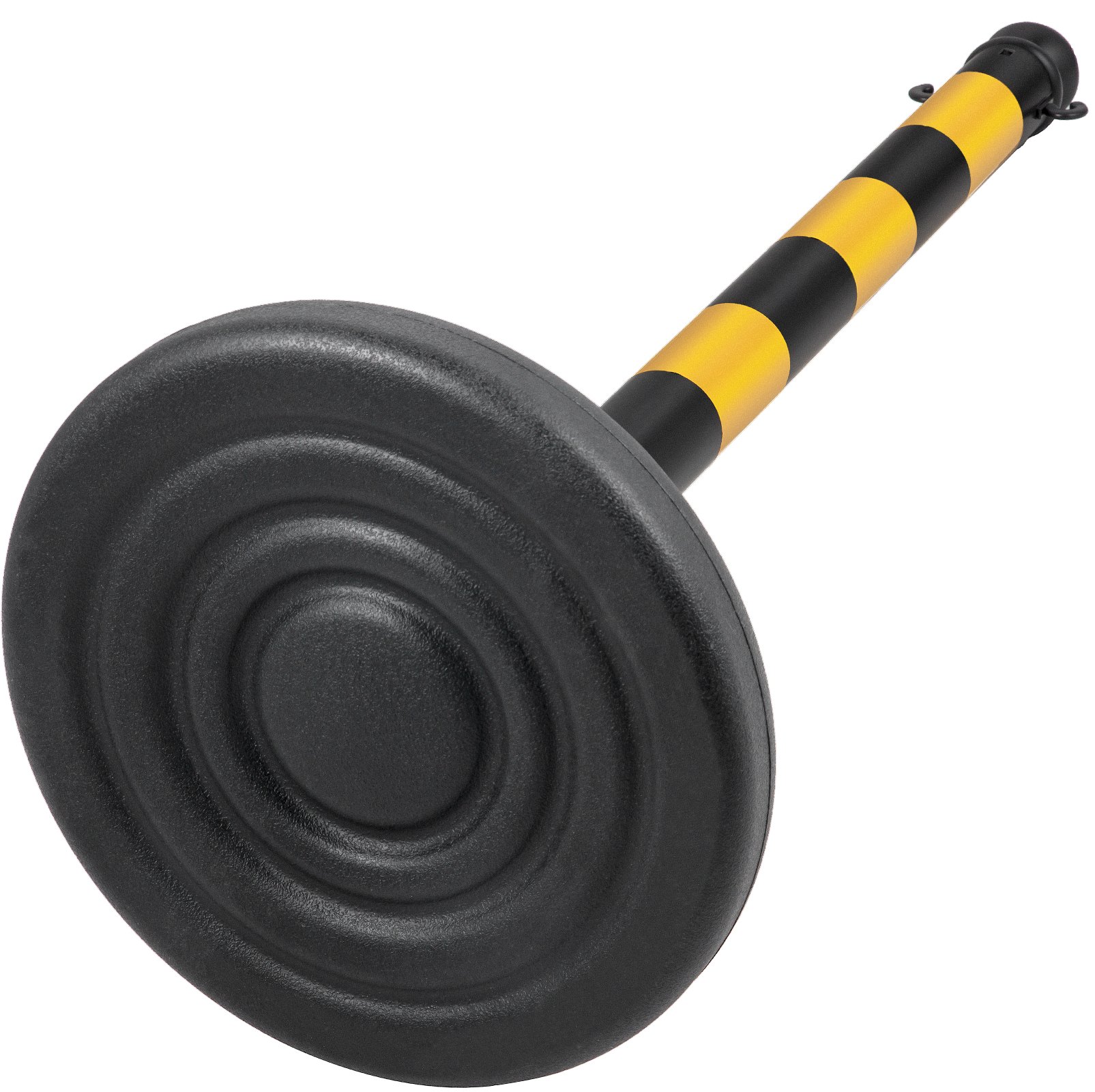 VEVOR Barrera de Aparcamiento 4 piezas Altura 99 cm Plástico PE Poste de Tráfico Base 35 x 35 cm Cadena 1 m Amarillo-Negro Bolardo de Aparcamiento Llenar con Agua o Arena en Base para más Estabilidad