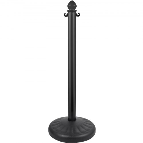 VEVOR Barrera de Aparcamiento 6 piezas Altura 99 cm Plástico PE Poste de Tráfico Base 35 x 35 cm Cadena 1 m Cúpula Negro Bolardo de Aparcamiento Llenar con Agua o Arena en Base para más Estabilidad