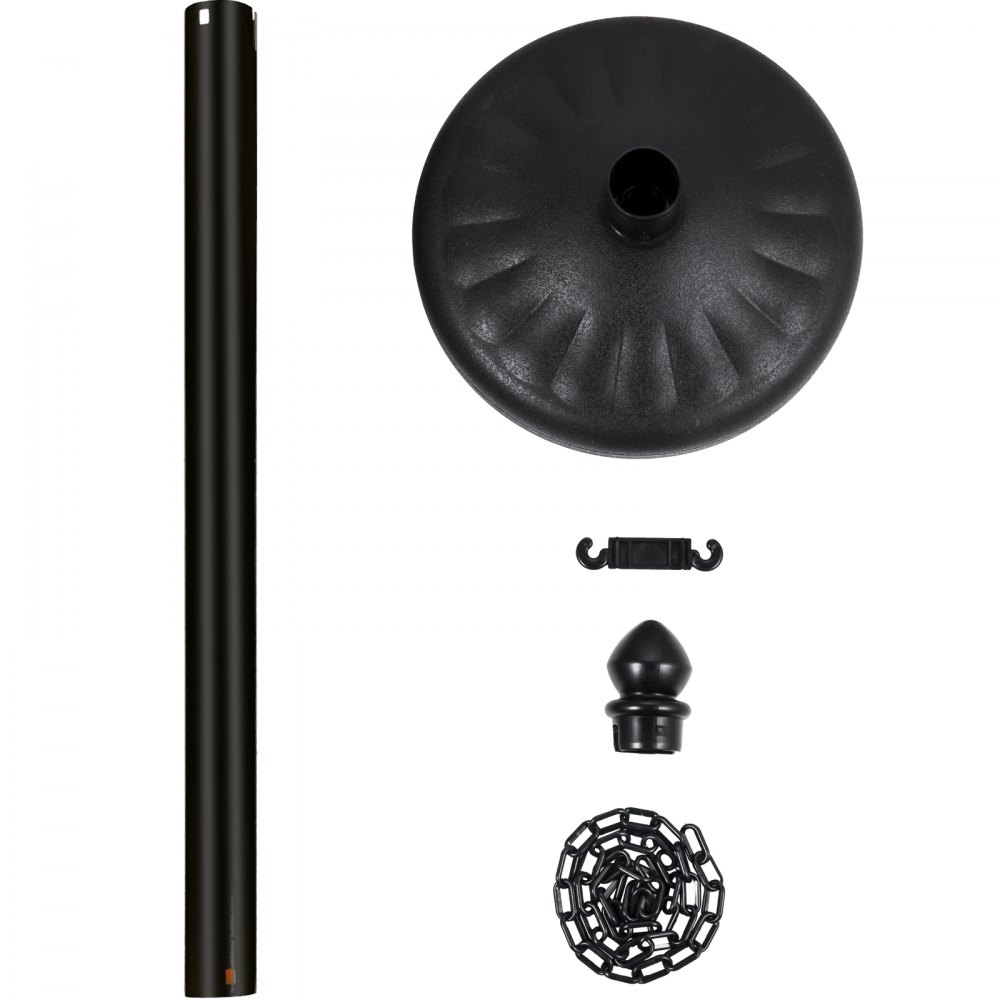 VEVOR Barrera de Aparcamiento 6 piezas Altura 99 cm Plástico PE Poste de Tráfico Base 35 x 35 cm Cadena 1 m Cúpula Negro Bolardo de Aparcamiento Llenar con Agua o Arena en Base para más Estabilidad