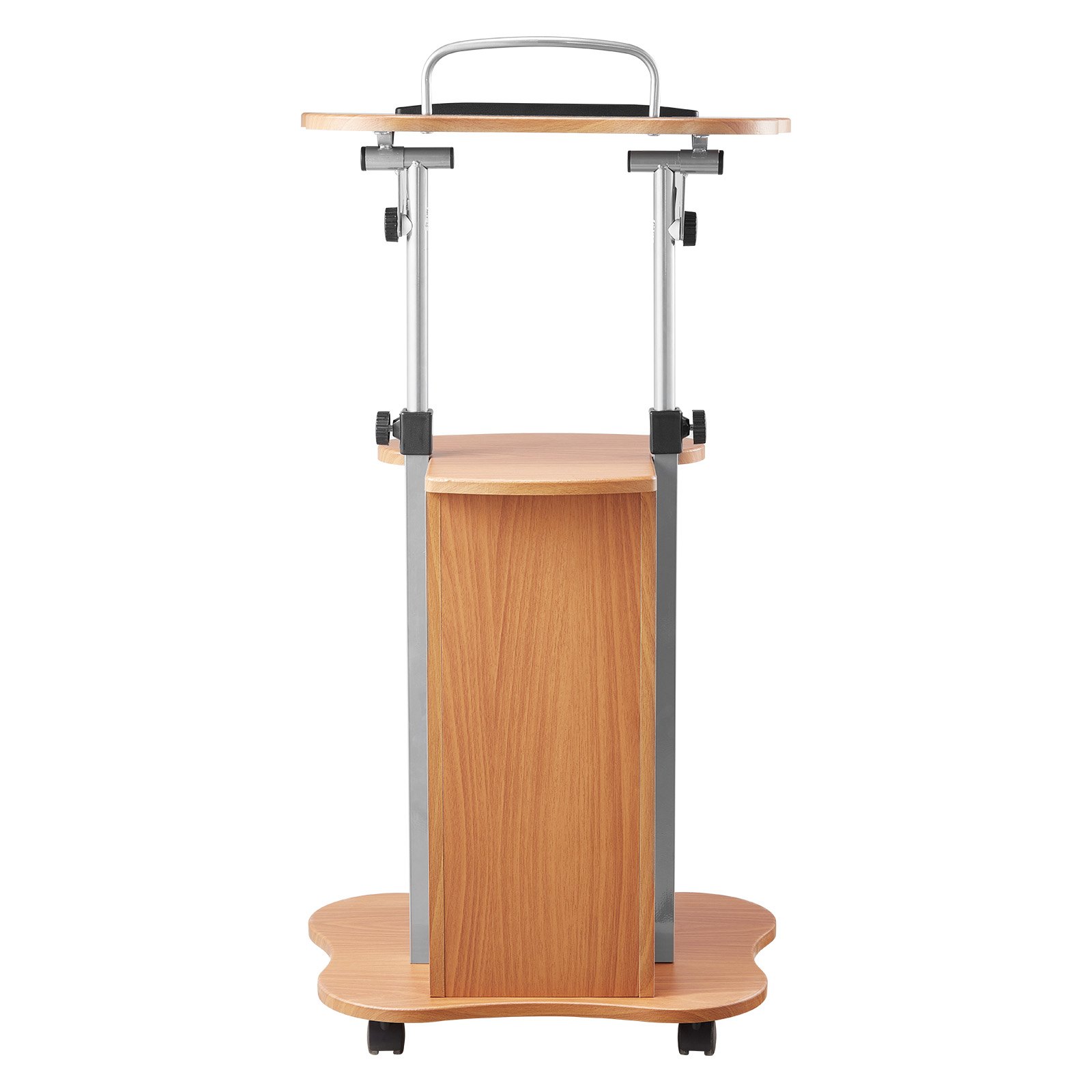 VEVOR Soporte de Podio de Madera Altura Ajustable 79,5-110 cm Atril de Pie con Ruedas, Amplia Superficie de Lectura, Estante de Almacenamiento Abierto para Discursos, Conferencias, Presentaciones