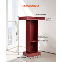 VEVOR Atril de Madera 105 cm con Estante de Almacenamiento para Aulas, Iglesias