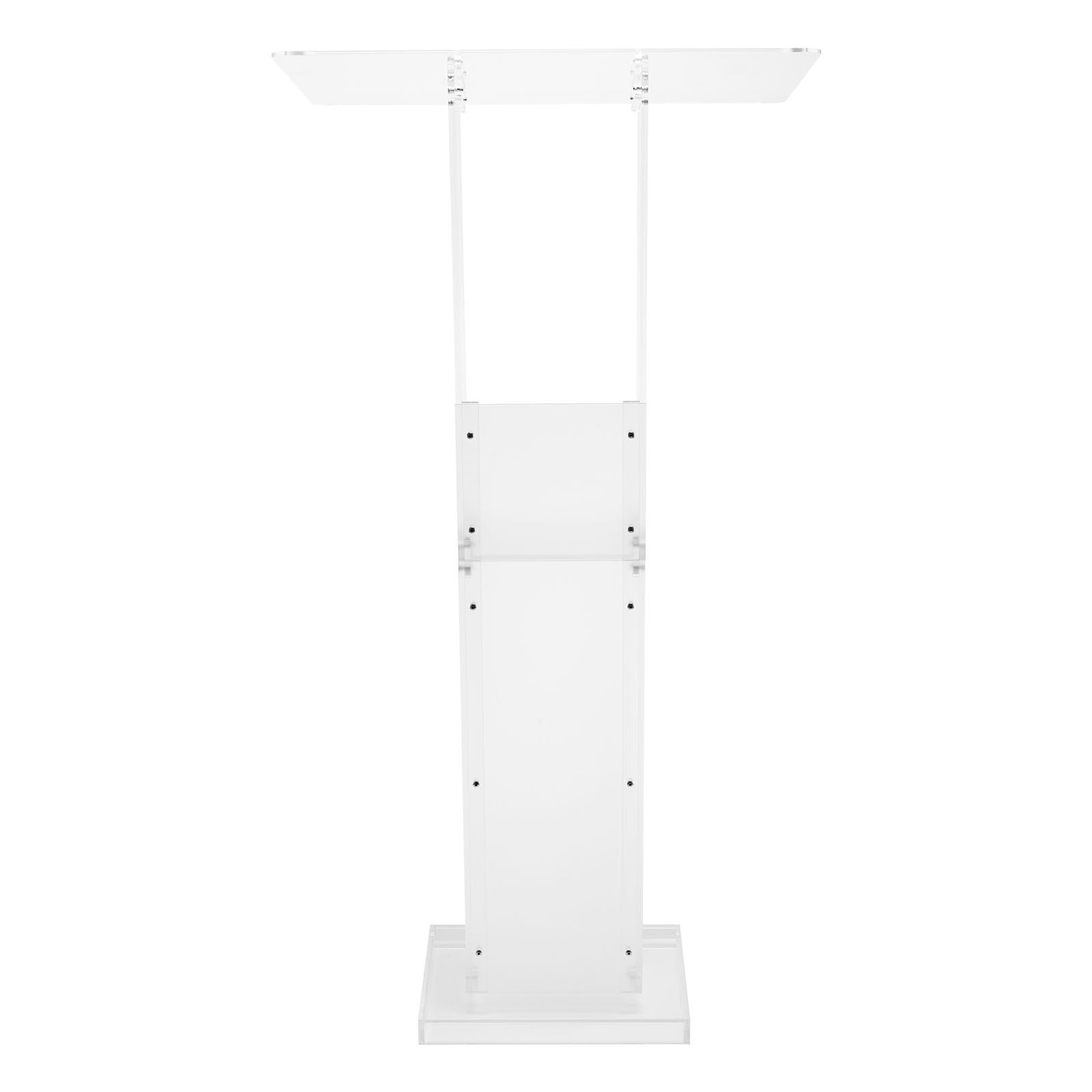 VEVOR Podium Stand, 1265 mm Acrylic Lectern, Portable Laptop Desk with Wide Reading Surface and Storage Shelf, Book Stopper, Floor-Standing, for Classroom, Wedding, Conference, Lecture and Concert