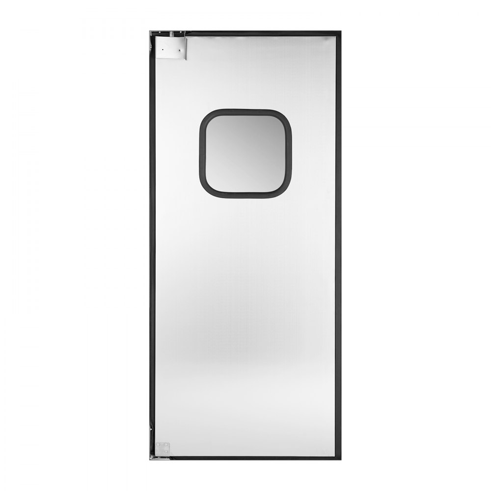 VEVOR Puerta Batiente de Tráfico, Panel Único para Puerta de Acero Inoxidable de 917 x 78 x 2133 mm con Herrajes y Accesorios para Garajes, Cocinas y Cámaras Frigoríficas Comerciales, Plata
