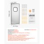 VEVOR Puerta Batiente de Tráfico, Panel Único para Puerta de Acero Inoxidable de 917 x 78 x 2133 mm con Herrajes y Accesorios para Garajes, Cocinas y Cámaras Frigoríficas Comerciales, Plata