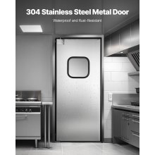 VEVOR Puerta Batiente de Tráfico de Acero Inoxidable 917 x 78 x 2133 mm, Plata