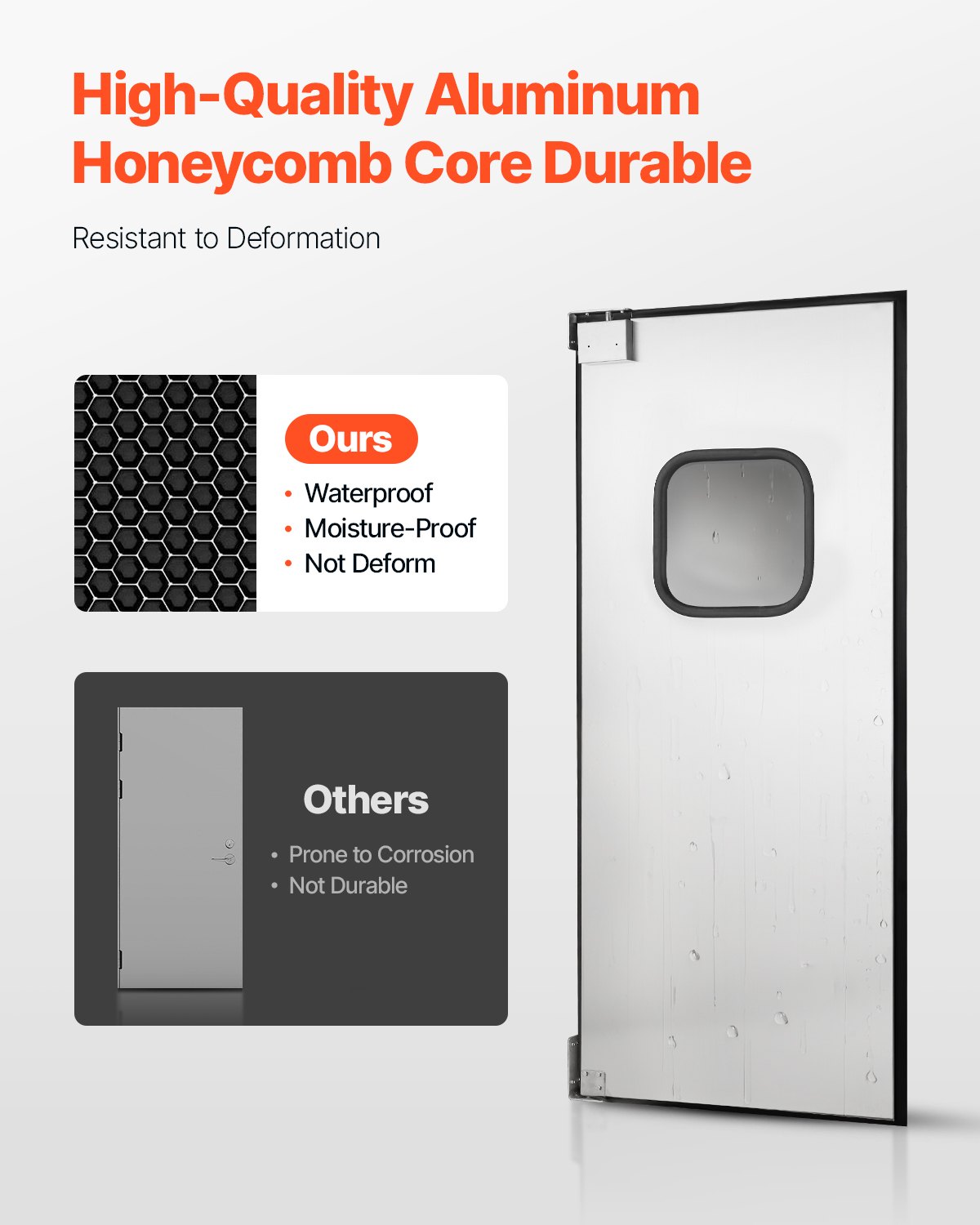 VEVOR swing door 917 x 78 x 2133 mm, single panel, suitable for door openings of 91 x 213 cm, commercial doors made of stainless steel with fittings & accessories, ideal for private use