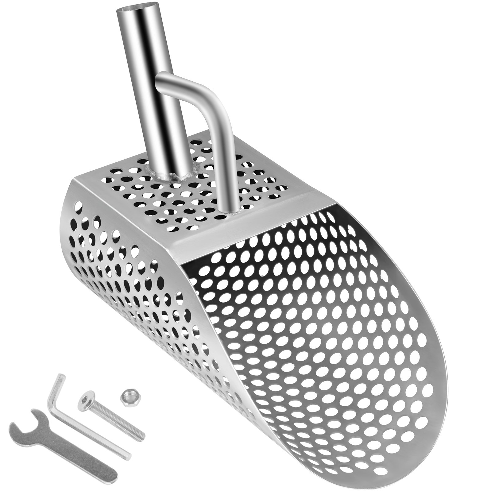 VEVOR Pala de Arena para Detección de Metales 13,5 x 30 cm Detector de Metales de Acero Inoxidable Agujero 10 mm Pala para Arena con Detector de Metales para Recoger y Cribar Pequeñas Cosas Valiosas