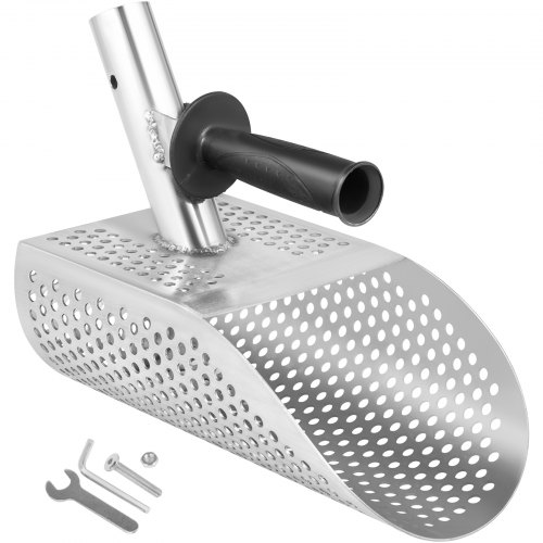 VEVOR Pala de Arena para Detección de Metales 20 x 29 cm Detector de Metales de Acero Inoxidable Agujero 10 mm Pala para Arena con Detector de Metales para Recoger y Cribar Pequeñas Cosas Valiosas