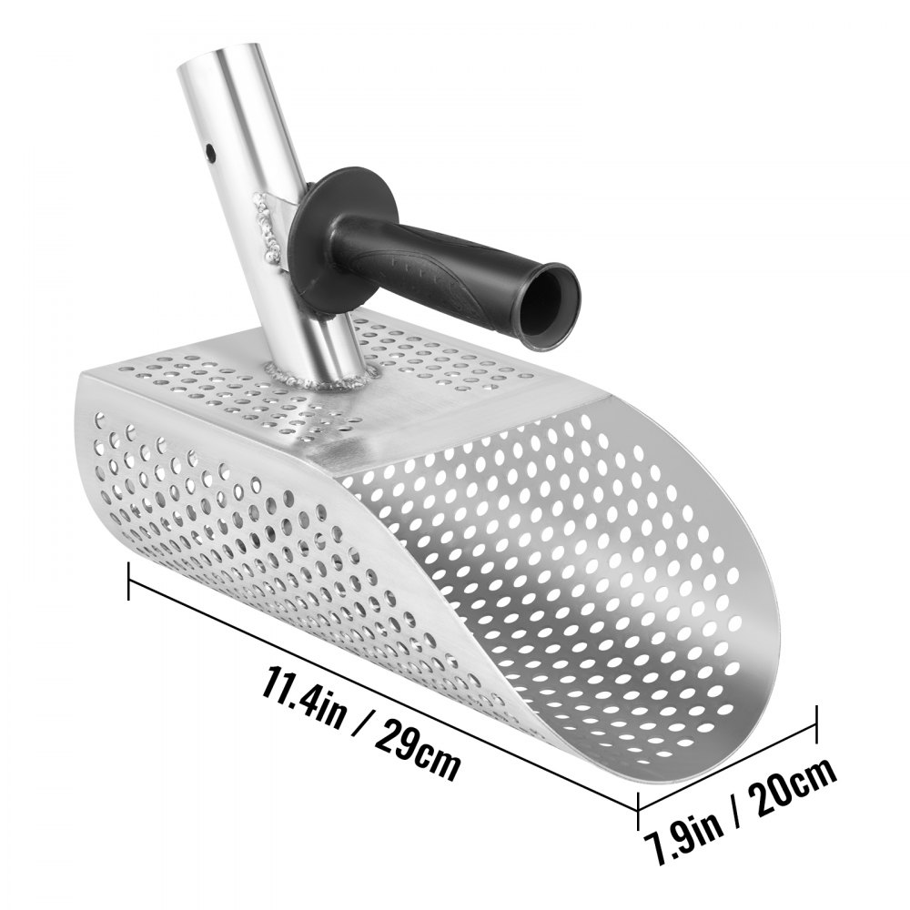 VEVOR Pala de Arena para Detección de Metales 20 x 29 cm Detector de Metales de Acero Inoxidable Agujero 10 mm Pala para Arena con Detector de Metales para Recoger y Cribar Pequeñas Cosas Valiosas