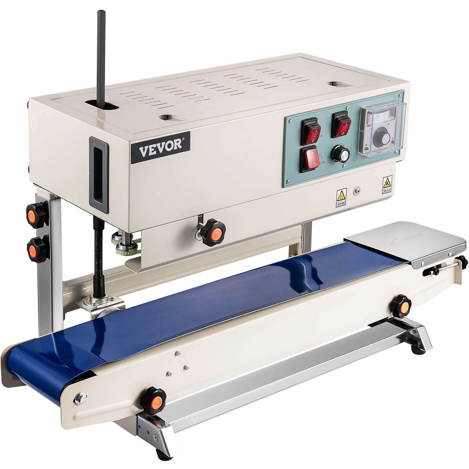 VEVOR Sellador de Banda Continua 6-15 mm del Ancho del Sello Máquina de Sellado Continuo 0-24 m / min Sellador Sutomático de Bandas 21 kg para Muchos Materiales de Película, como PP, PE, PV, OPP, PS