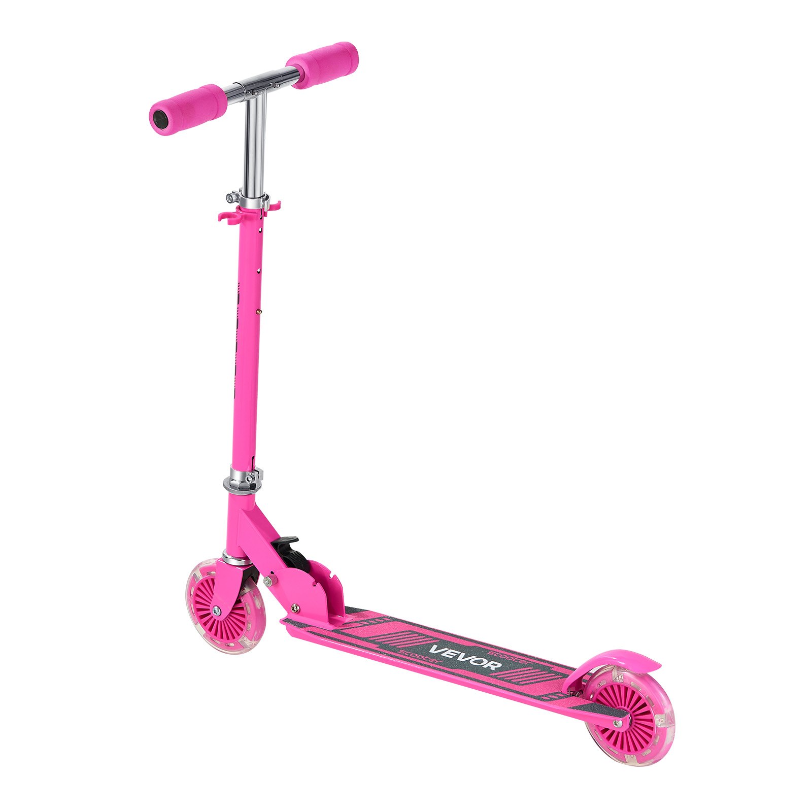 VEVOR Patinete 2 Ruedas, para Niños a Partir de 3 Años, Patinete Urbano Infantil con Ruedas Iluminadas, Manillar Regulable en Altura, Base Antideslizante y Chasis Plegable, hasta 50 kg, Rosa