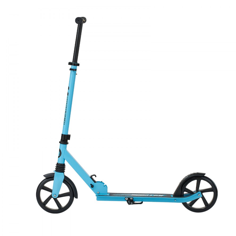 VEVOR Patinete 2 Ruedas, para Niños a Partir de 8 Años, con Manillar Regulable en Altura y Base Antideslizante, Patinete Plegable hasta 100 kg, Negro y Azul, Armazón de Acero, 900 x 380 x 1000 mm