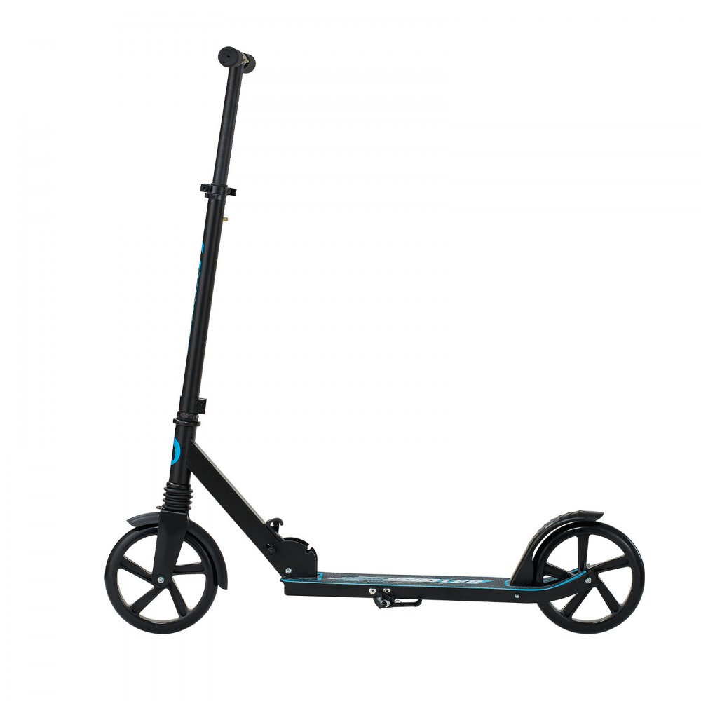 VEVOR Patinete 2 Ruedas, a Niños a Partir de 8 Años, Patinete Urbano Plegable con Manillar Regulable en Altura 860/930/1000 mm y Base Antideslizante, hasta 100 kg, Armazón de Acero, Negro y Azul